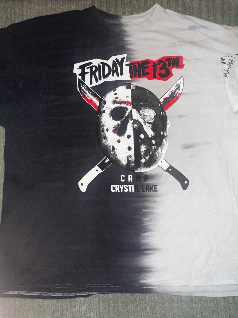 Friday the 13th Camp Crystal Lake Split Black & White Graphic Tee
